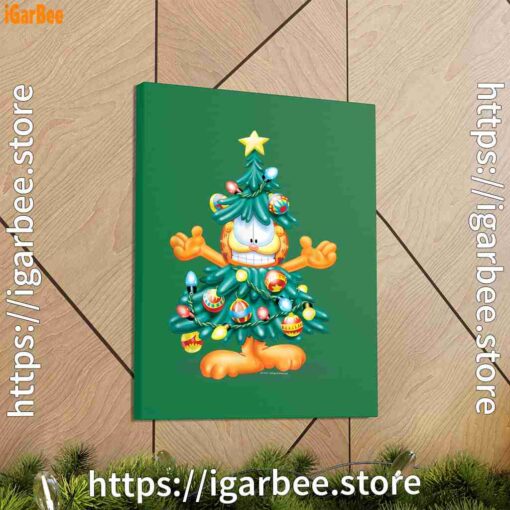 2 garfield christmas tree green canvas