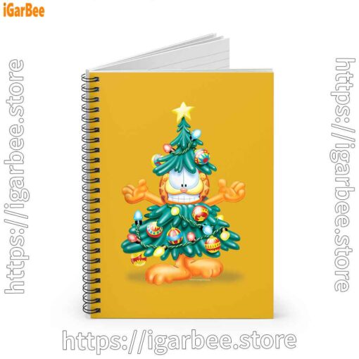 2 garfield christmas tree yellow notebook