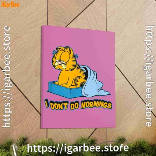 2 garfield dont do mornings pink canvas