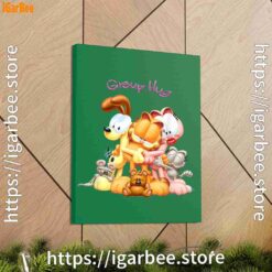 2 garfield group hug green canvas