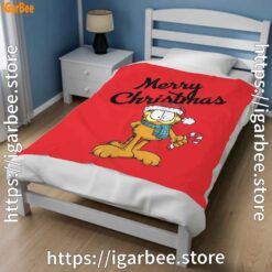2 garfield merry christmas red blanket
