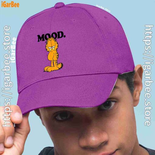 2 garfield mood too tired to care purple hat men