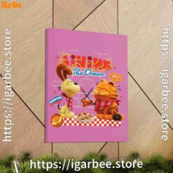 2 garfield movie living dream odie pasta pink canvas