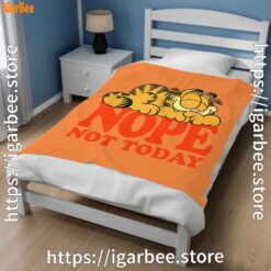 2 garfield nope not today lazy cat orange blanket