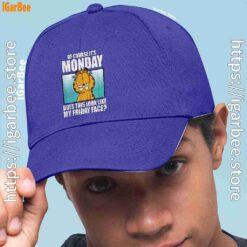 2 garfield of course its monday friday face blue hat men