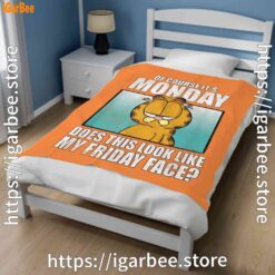 2 garfield of course its monday friday face orange blanket