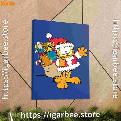 2 ripple junction garfield santa with gifts blue canvas