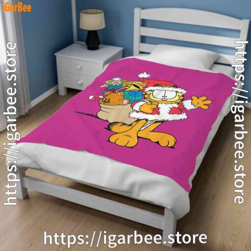 2 ripple junction garfield santa with gifts pink blanket