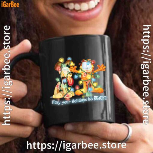 3 christmas garfield bright holidays black mug 15oz