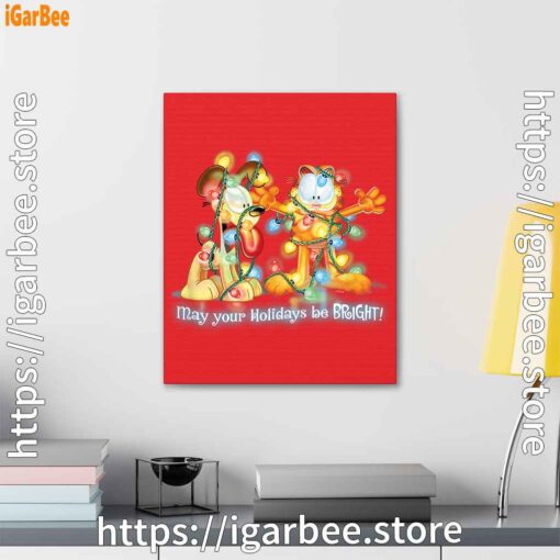 3 christmas garfield bright holidays red canvas