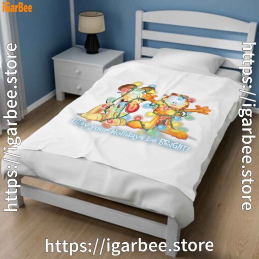 3 christmas garfield bright holidays white blanket