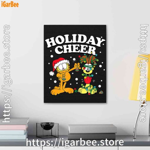3 christmas garfield holiday cheer odie black canvas