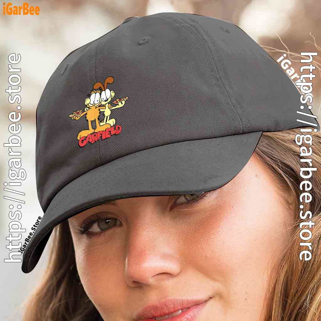 garfield and odie eat pizza together women black hat garfield and odie eat pizza together women black hat