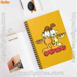 3 garfield and odie eat pizza together yellow notebook