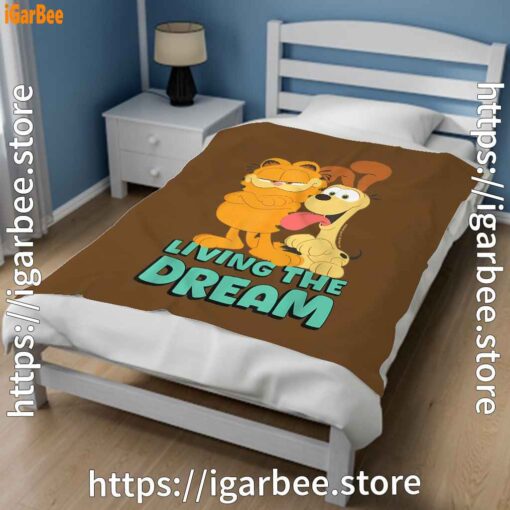 3 garfield and odie living the dream brown blanket
