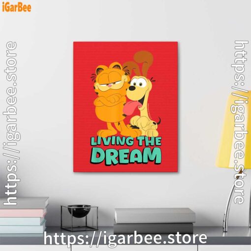 3 garfield and odie living the dream red canvas