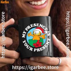 3 garfield christmas my presence is your present black mug 15oz