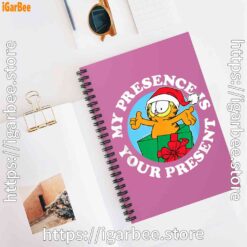3 garfield christmas my presence is your present pink notebook