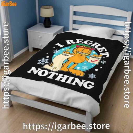 3 garfield christmas naughty list regret nothing black blanket