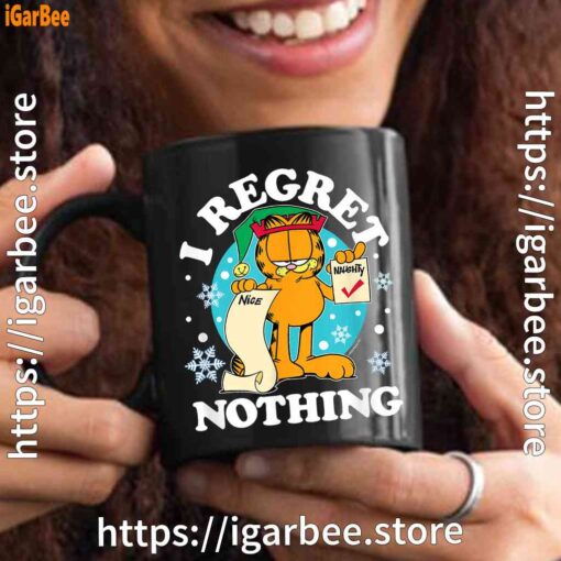 3 garfield christmas naughty list regret nothing black mug 15oz