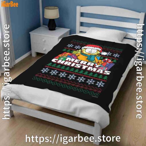3 garfield christmas santa black blanket