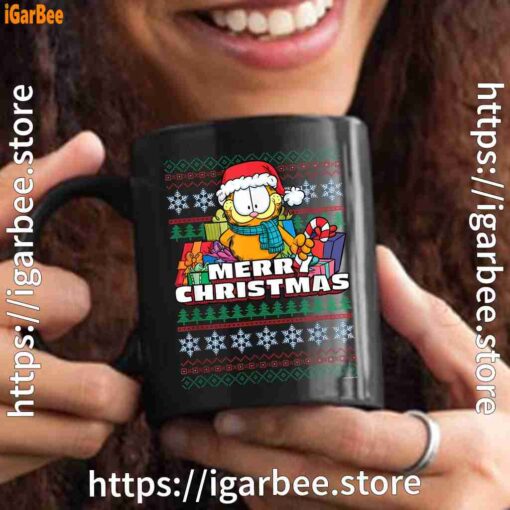 3 garfield christmas santa black mug 15oz