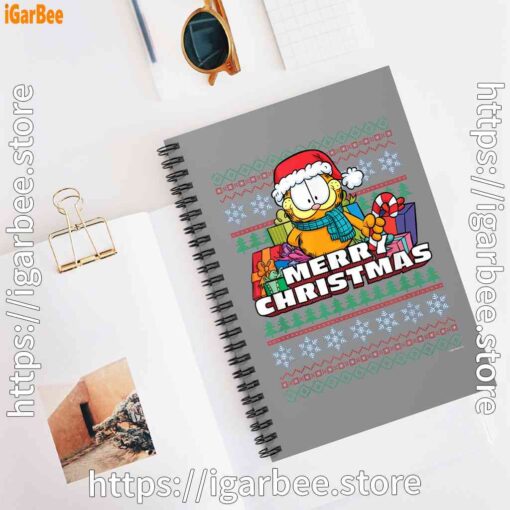 3 garfield christmas santa brown notebook