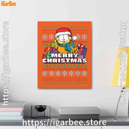 3 garfield christmas santa orange canvas