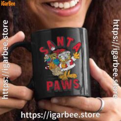 3 garfield christmas santa paws black mug 15oz