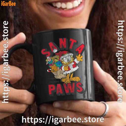 3 garfield christmas santa paws black mug 15oz