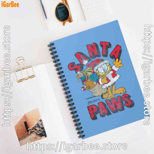 3 garfield christmas santa paws blue notebook