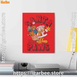 3 garfield christmas santa paws red canvas