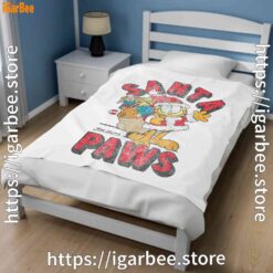 3 garfield christmas santa paws white blanket