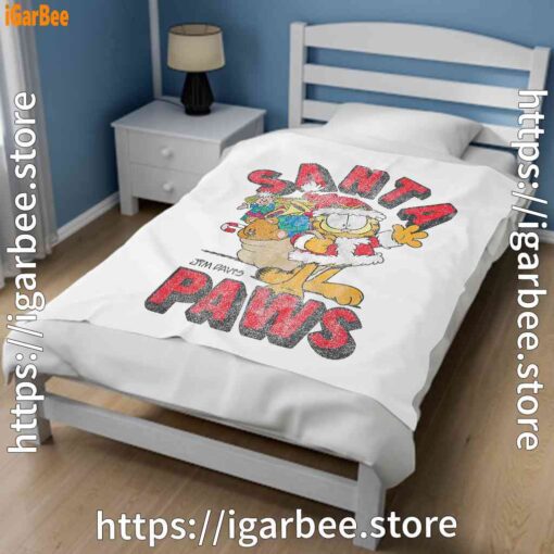 3 garfield christmas santa paws white blanket