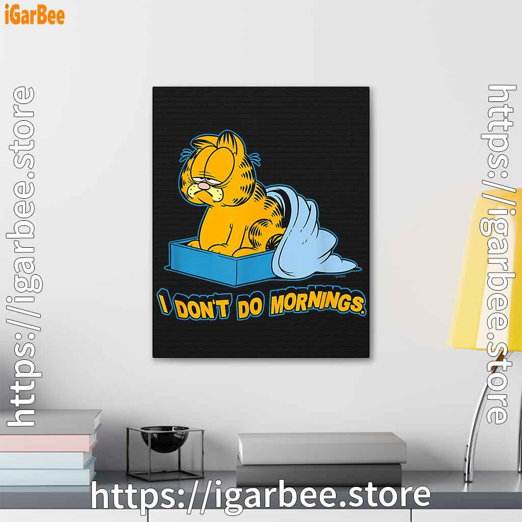 garfield dont do mornings black canvas garfield dont do mornings black canvas