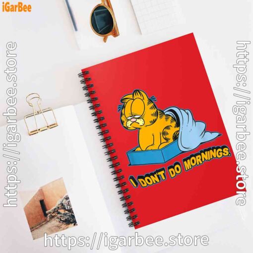 3 garfield dont do mornings red notebook