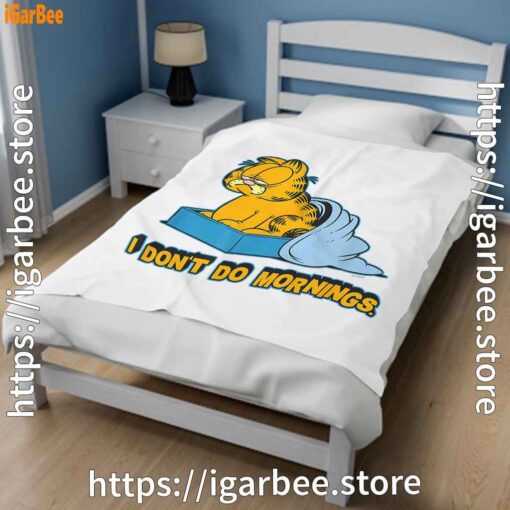 3 garfield dont do mornings white blanket