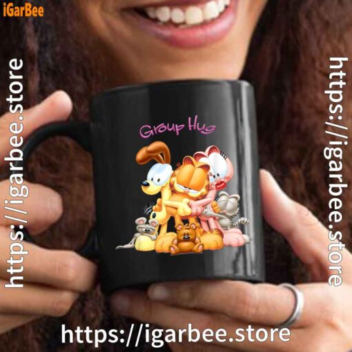 3 garfield group hug black mug 15oz