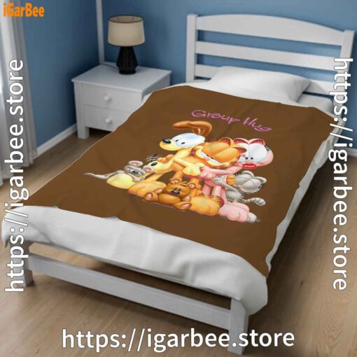 3 garfield group hug brown blanket