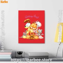 3 garfield group hug red canvas