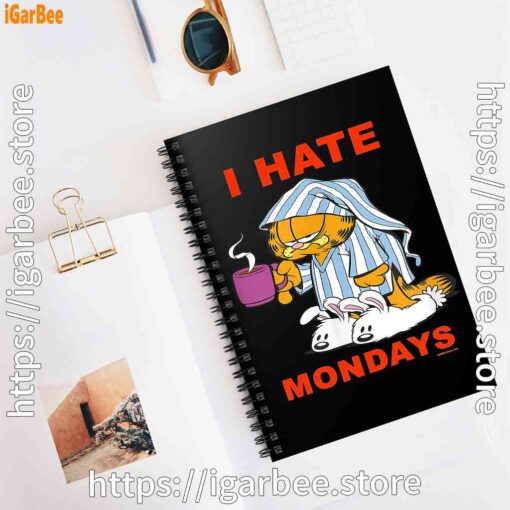 3 garfield hate mondays are for suffering and naps black notebook