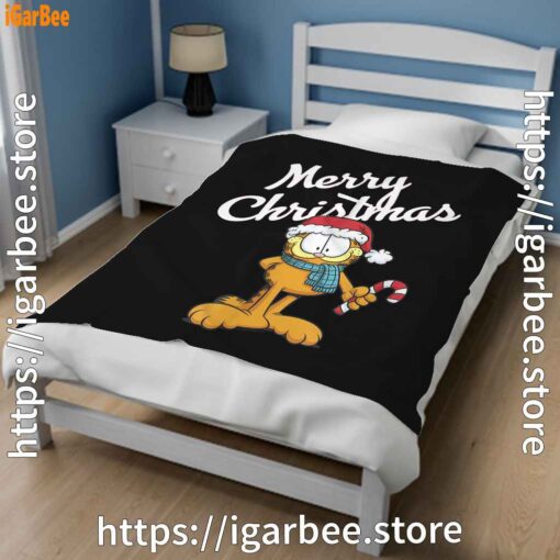 3 garfield merry christmas black blanket