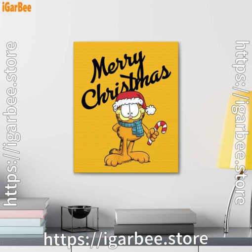 3 garfield merry christmas yellow canvas