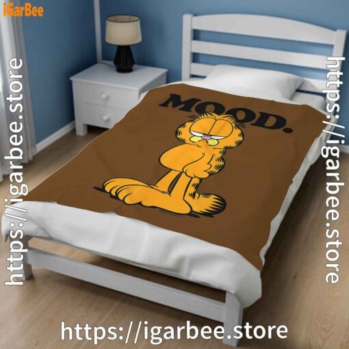 3 garfield mood too tired to care brown blanket