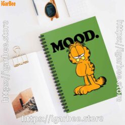 3 garfield mood too tired to care green notebook