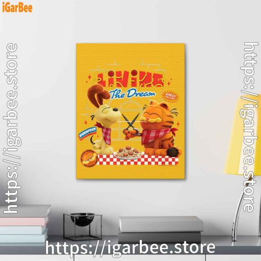 3 garfield movie living dream odie pasta yellow canvas