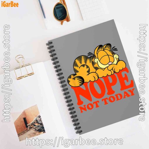 3 garfield nope not today lazy cat brown notebook