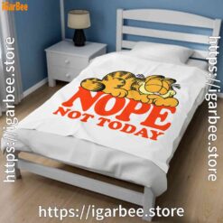 3 garfield nope not today lazy cat white blanket