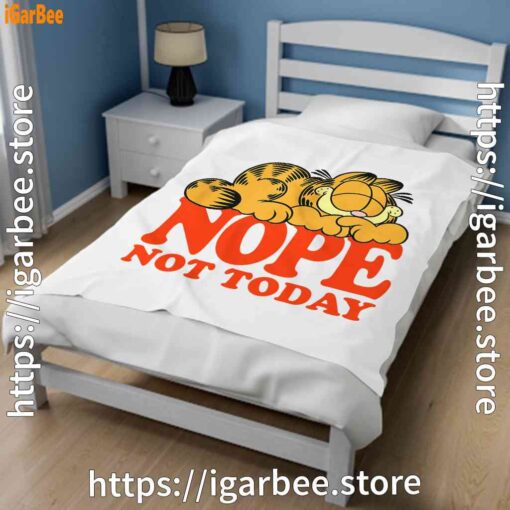 3 garfield nope not today lazy cat white blanket
