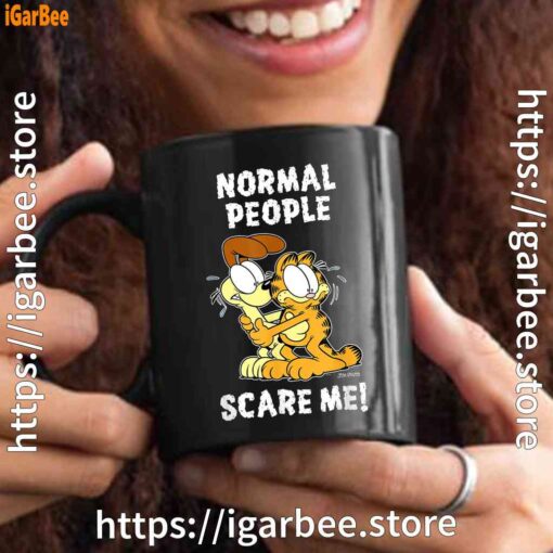 3 garfield normal people scare me black mug 15oz